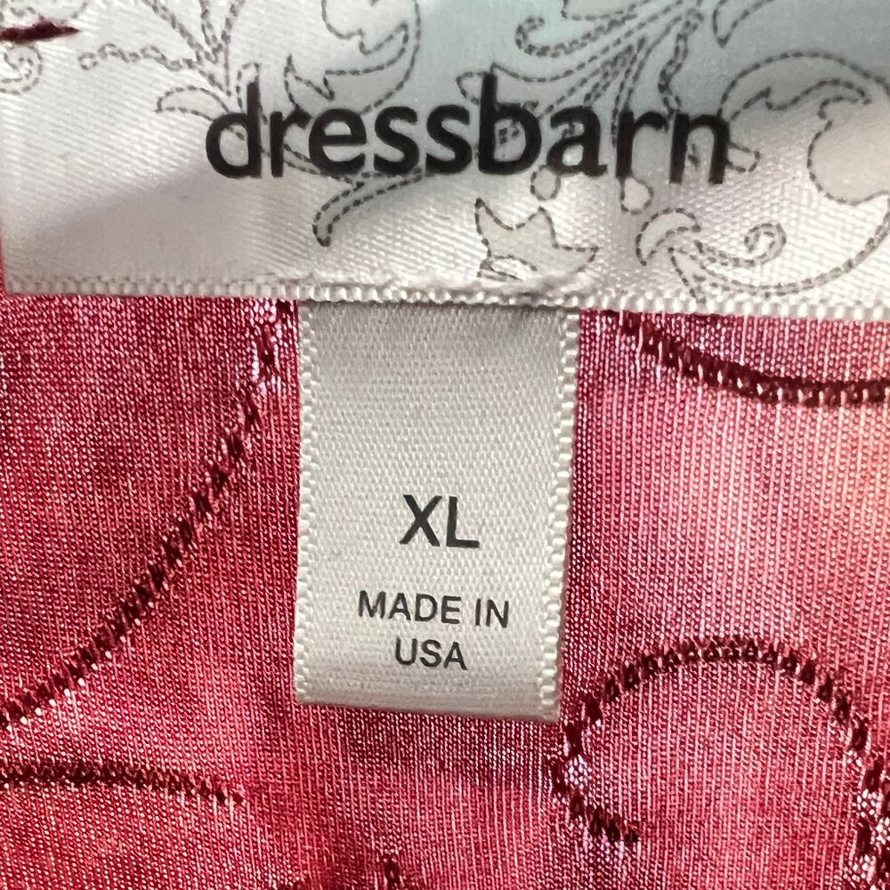 Dressbarn XL Vibrant Floral Embossed Tee | Sunset Red Orange Short Sleeve Top - Picture 4 of 11